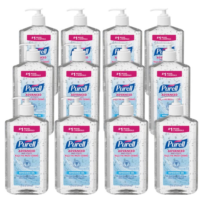 Purell Advanced Hand Sanitizer, 20 Ounce Pump Bottle, Pack of 12