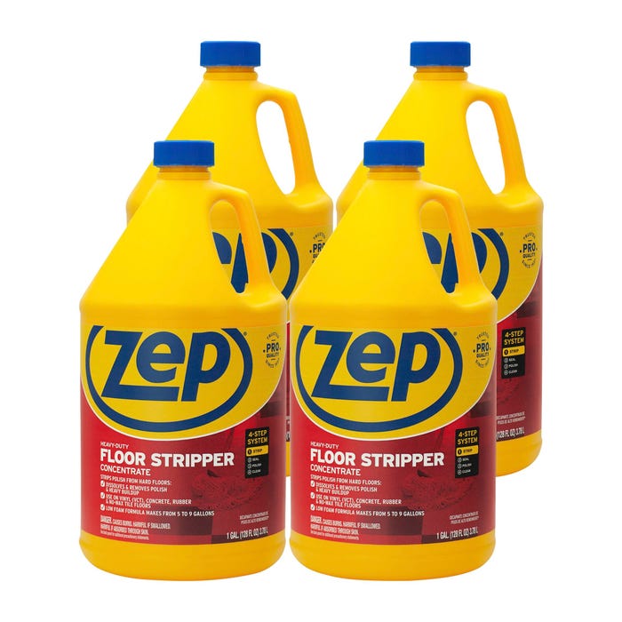 Zep Heavy-Duty Floor Stripper Concentrate, 128 Fluid Ounces, Blue, Carton of 4