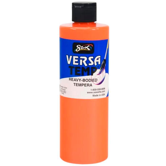Sax Versatemp Heavy-Bodied Tempera Paint, 1 Pint, Fluorescent Orange