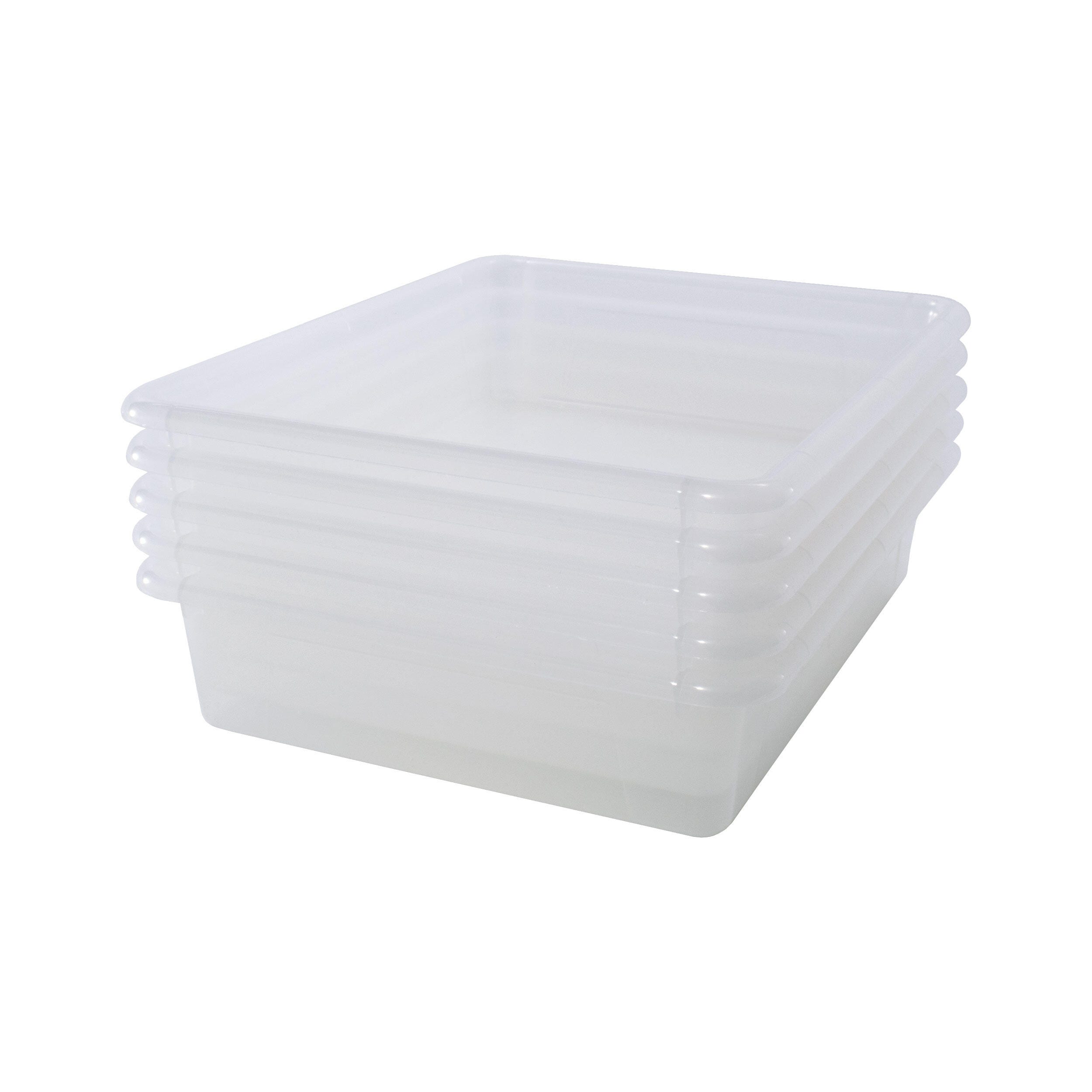 School Smart Storage Tray, Letter Size, 10-3/4 x 13-1/4 x 3 Inches, Translucent, Pack of 5 2023879