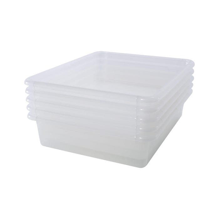 School Smart Storage Tray, Letter Size, 10-3/4 x 13-1/4 x 3 Inches, Translucent, Pack of 5