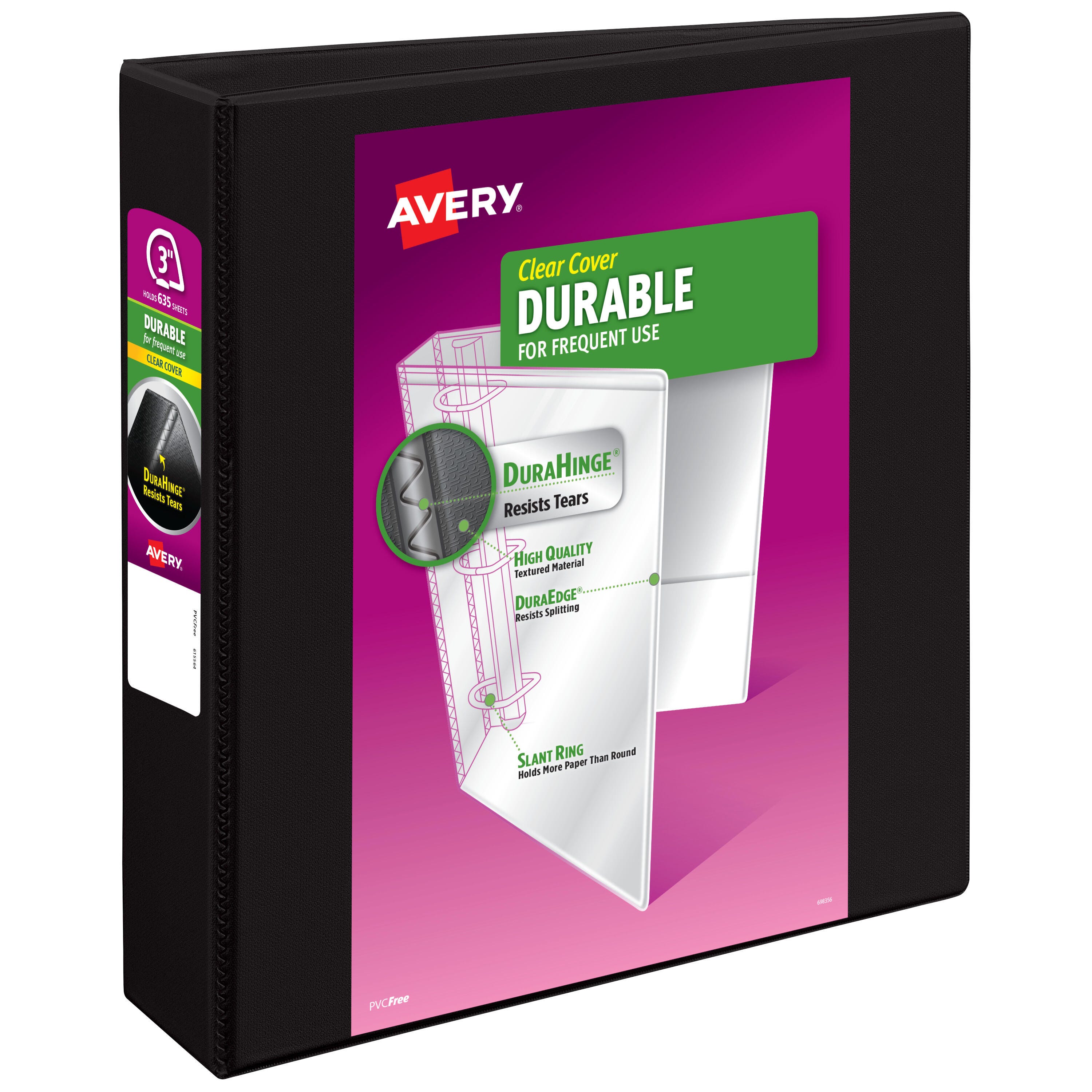 Image for Avery Durable View Binder with Slant Ring, 3 Inch, Black from School Specialty