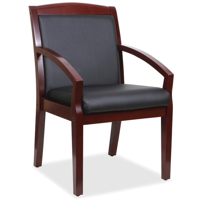 Lorell Sloping Arms Wood Guest Chair, 23-1/4 x 24-1/2 x 34 Inches, Black, Mahogany