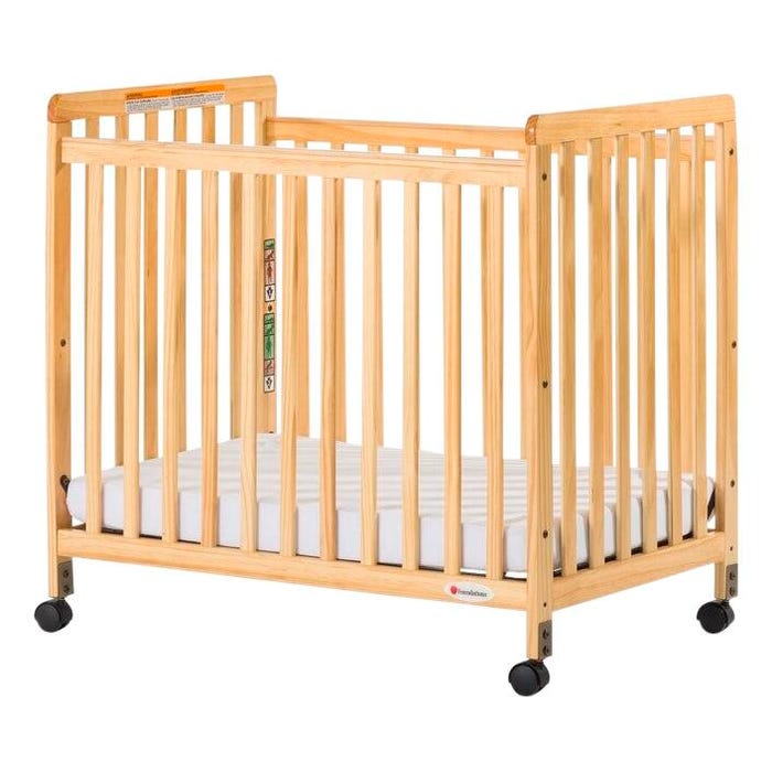 Foundations SafetyCraft Fixed Side Slatted Panel Compact Crib, 39-1/8 x 26-1/4 x 38 Inches, Natural