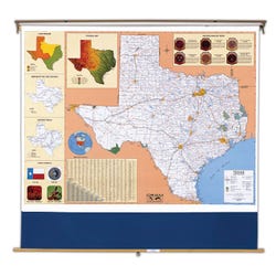 Nystrom Texas Pull Down Roller Classroom Map, 64 x 50 Inches, Item Number 088641