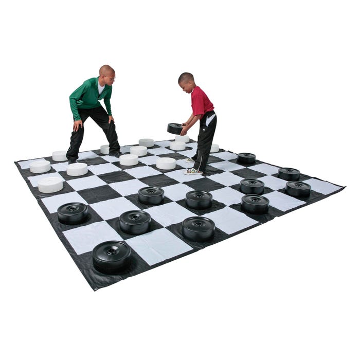 DOM Giant Checkers Only, White and Black, Set of 24