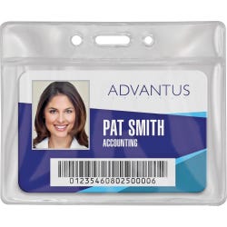Advantus Badge Holders, Vinyl, Horiz, 3-1/2 x 2-1/2 Inches, Pack of 50, Clear
