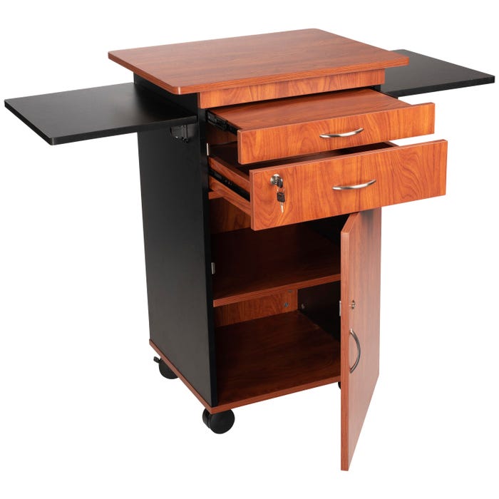 Oklahoma Sound Multimedia Cart, 25 x 19 x 38 inches, Cherry Black