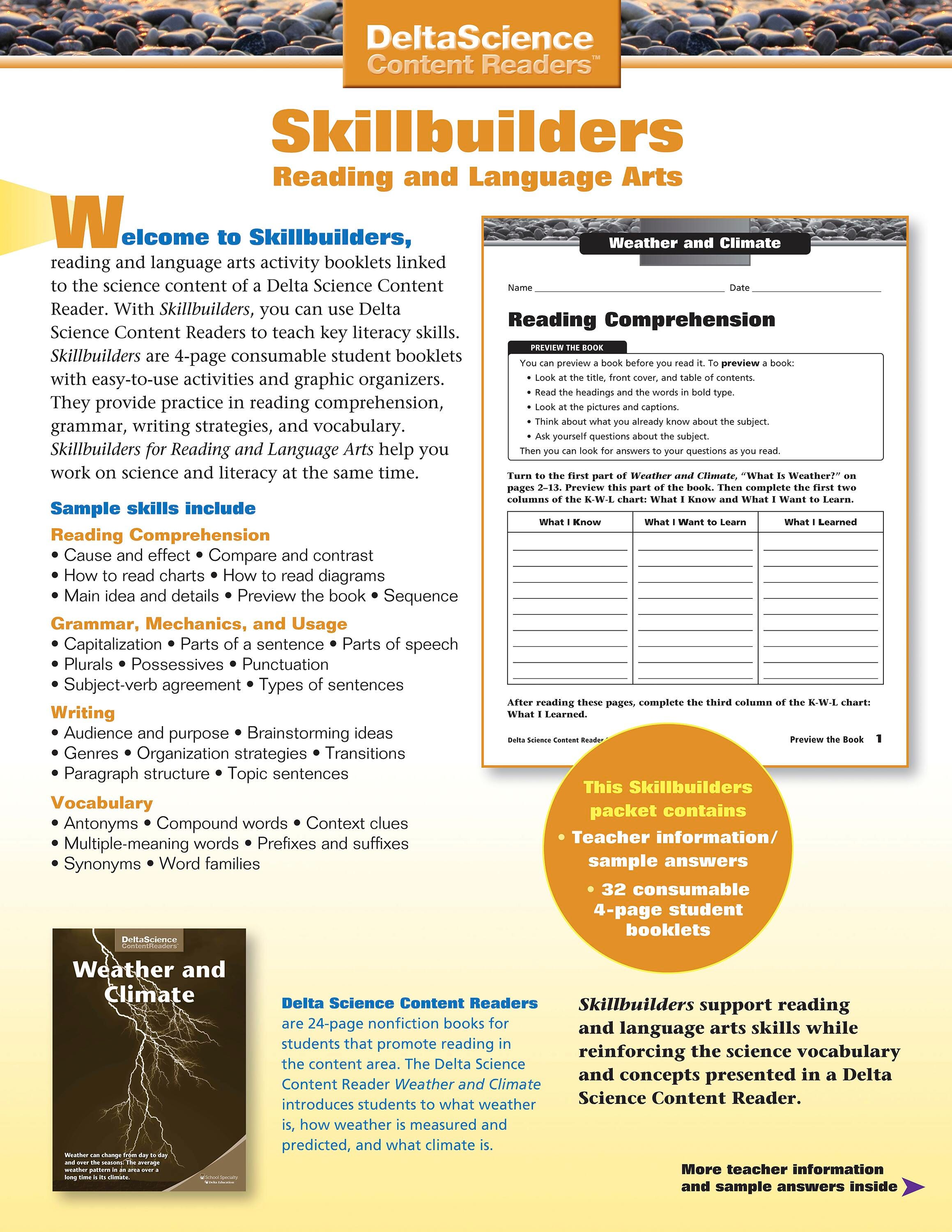 Delta Science Content Readers Weather and Climate Red and Purple Skillbuilders, Pack of 32, Item Number 1278186