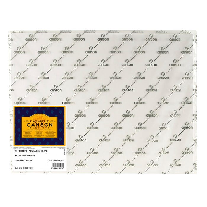 Canson L'Aquarelle Heritage Cold Press Watercolor Paper, 22 x 30 Inches, 140 lb, 10 Sheets