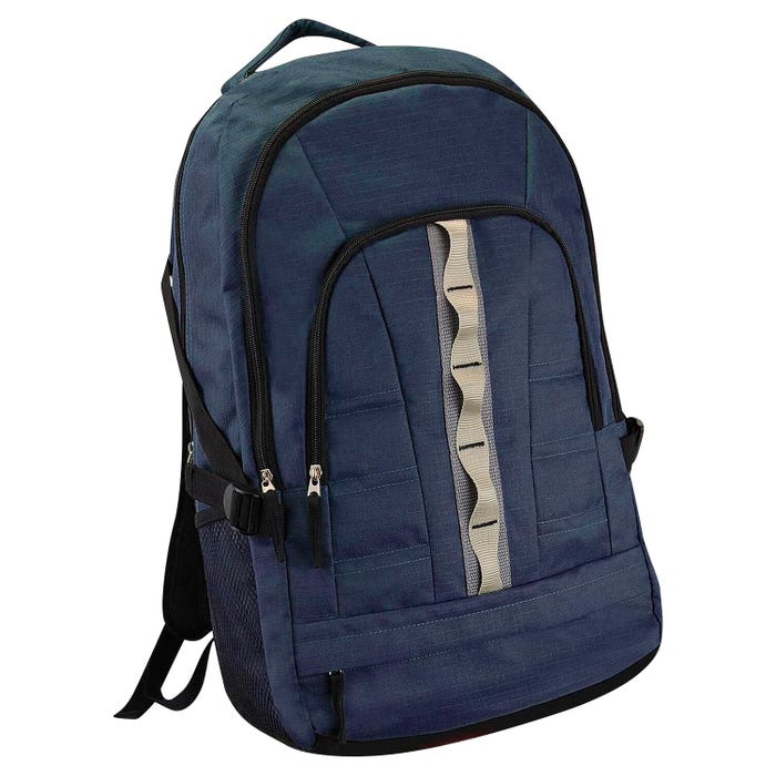 High School Style Backpack with Webbing, Navy