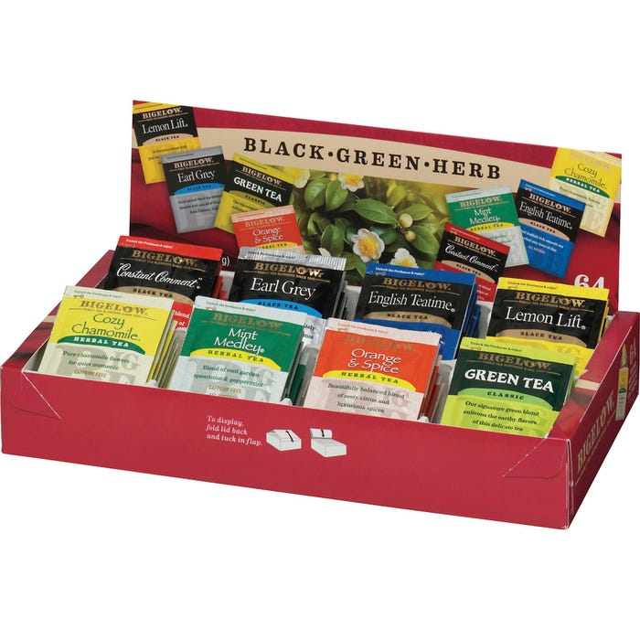 Bigelow 8 Assorted Flavored Tea Tray Pack, Pack of 64