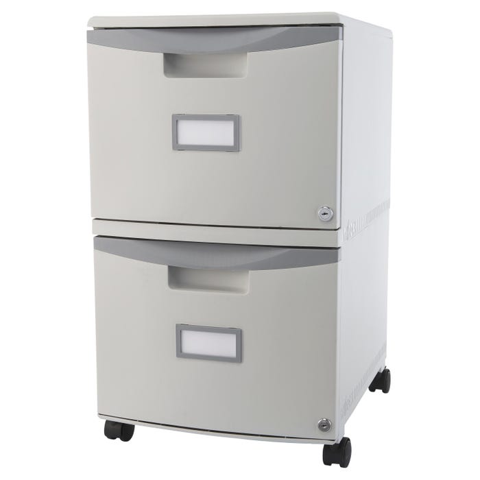 Storex Mobile Double File Drawer for Hanging Files, 2 Drawers, Gray