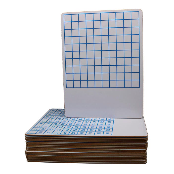 Flipside Math Hundreds Grid Dry Erase Board, Two Sided, 9 x 12 Inches, Pack of 24