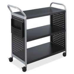 Safco Scoot 3-Shelf Utility Cart, 31 x 18 x 38 in, Black/Silver, Item Number 1541498