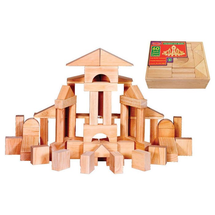 Melissa & Doug Standard Unit Blocks, 60 Solid Wood Pieces
