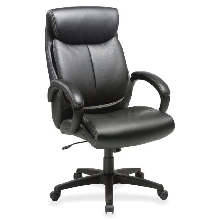 Lorell Executive High Back Leather and Nylon Chair, 31-3/4 x 28 x 45-1/2 Inches, Black