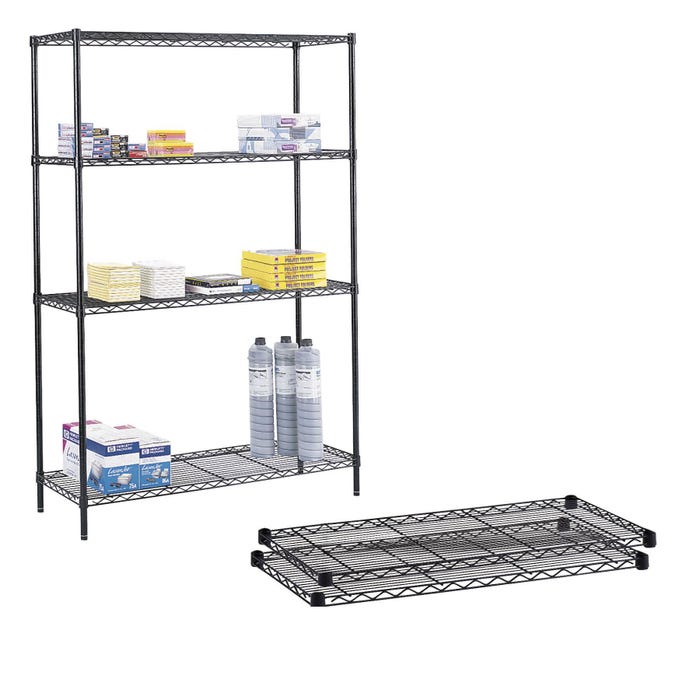 Safco Extra Shelf, 48 in W X 18 in D, 500 lb, Black, Powder Coated, Pack of 2