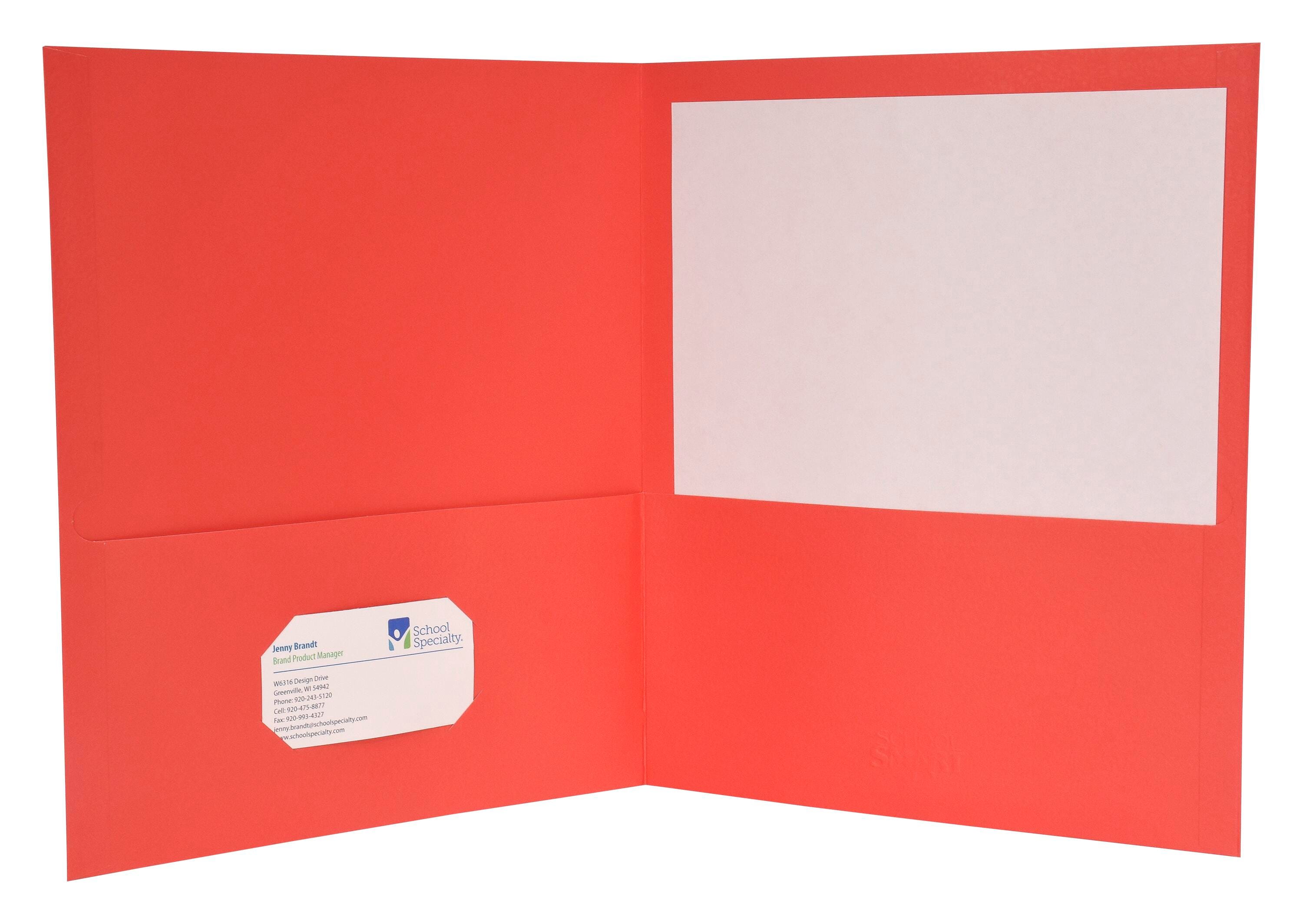 School Smart 2-Pocket Folders with No Brads, Red, Pack of 25 084895