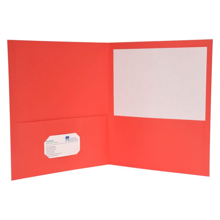 School Smart 2-Pocket Folders with No Brads, Red, Pack of 25