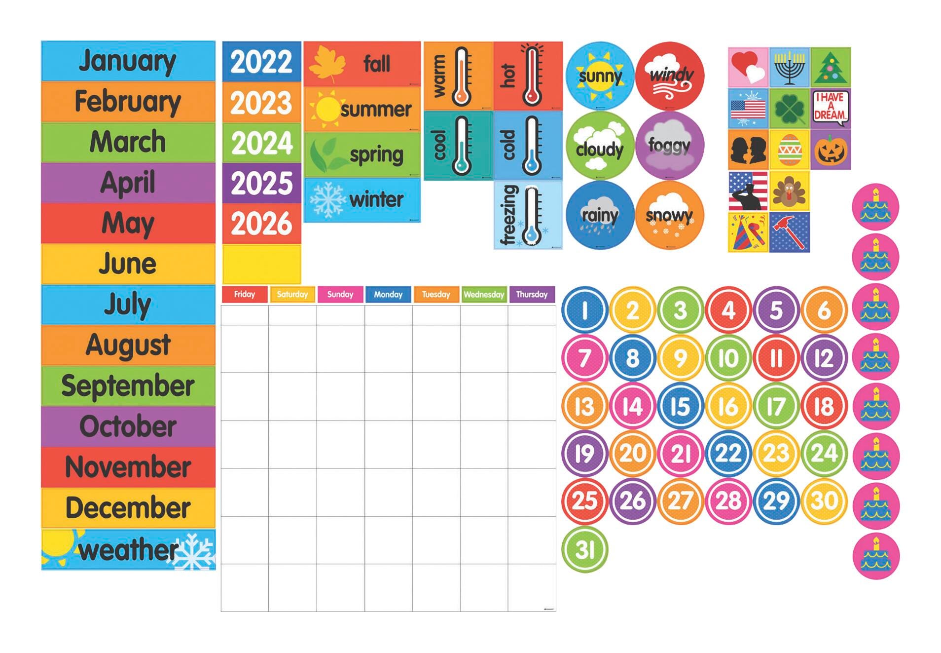Dowling Magnets Giant Magnetic Calendar Set, Item Number 2004200