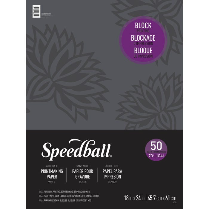 Speedball Block Printing Paper, 18 x 24 Inches, 70 lb, 50 Sheets