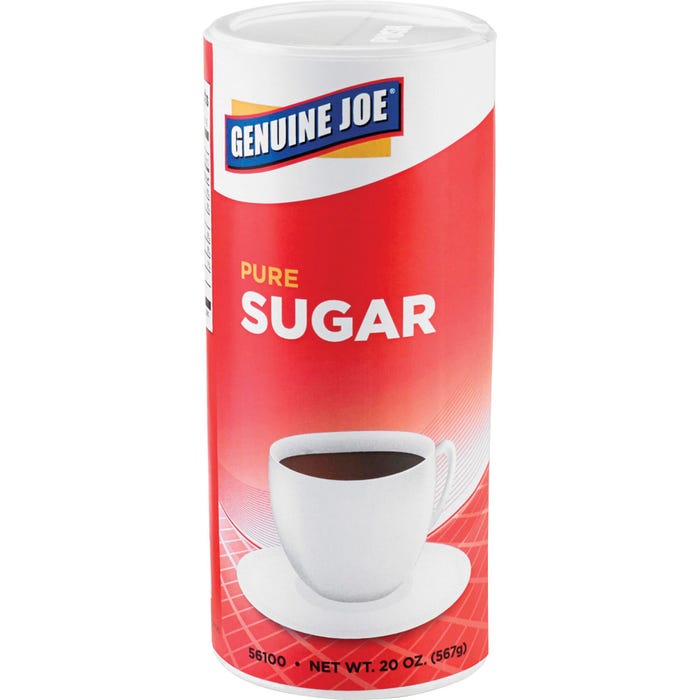 Genuine Joe Pure Cane Sugar with Reclosable Lid, 20 oz Canister, Pack of 3