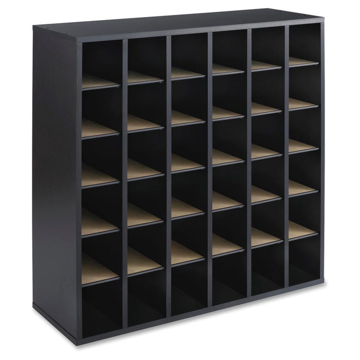 Safco Wood Mail Sorter, 36 Compartments, 33-3/4 x 12 x 32-3/4 Inches, Black