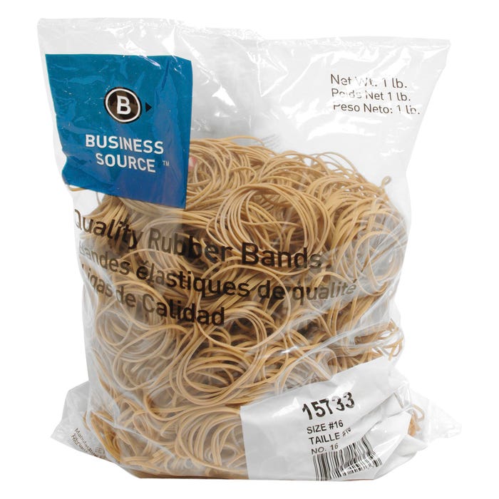 Business Source Rubber Bands, Size 16, 1 lb /BG, 2-1/2 x 1/16 Inches, Natural Crepe