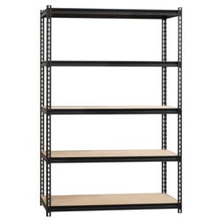 Lorell 2,300 Pound Capacity Riveted Steel Shelving, 5-Shelf, 48 x 18 x 72 Inches, Black