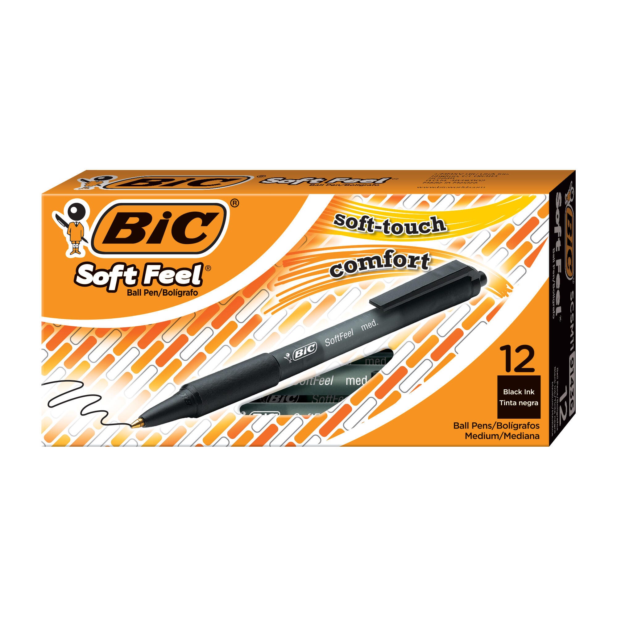 Image for BIC Soft Feel Retractable Ballpoint Pens, 1.0mm, Medium Point, Black, Pack of 12 from School Specialty