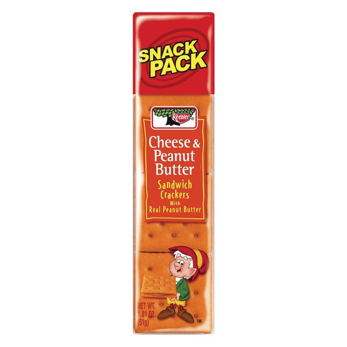Keebler Cheese and Peanut Butter Sandwich Cracker, 1.8 Ounce, Pack of 12