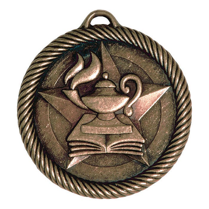 PDU CAT Multi-Level Dovetail/Lamp of Knowledge Value Medal, 2 in, Solid Die Cast, Bronze