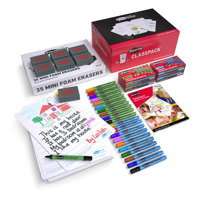 Show-me Dry Erase Board Classpack, 8 x 12 Inches, Picture Story, Set of 35