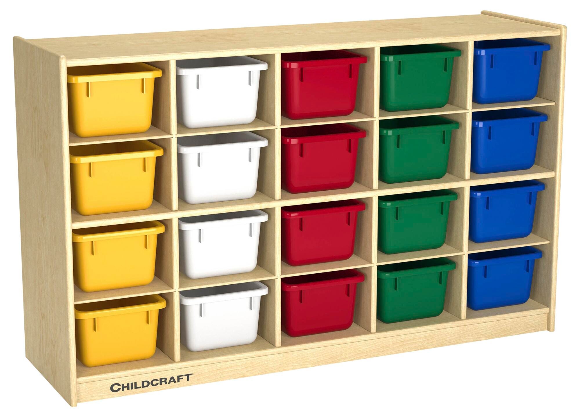 Image for Childcraft Mobile Cubby Storage Unit, 20 Primary Color Bins, 47-3/4 x 14-1/4 x 30 Inches from School Specialty