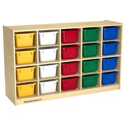 Childcraft Mobile Cubby Storage Unit, 20 Primary Color Bins, 47-3/4 x 14-1/4 x 30 Inches