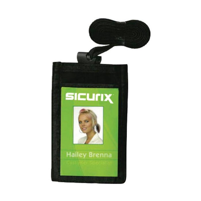 SICURIX Identification Neck Pouch, 3-1/2 x 2-1/4 Inches, Nylon, Black