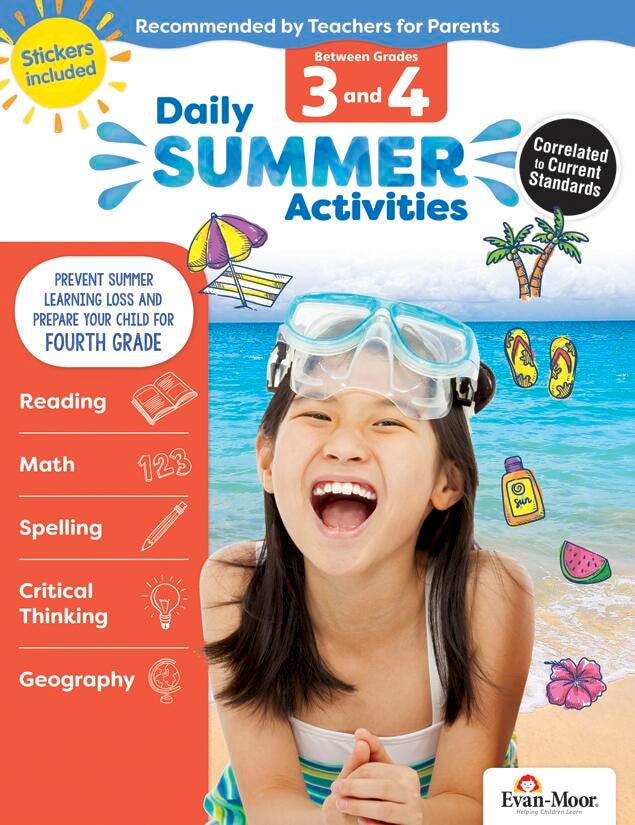Image for Evan-Moor Daily Summer Activities Workbook, 144 Pages, Grades 3 to 4 from School Specialty