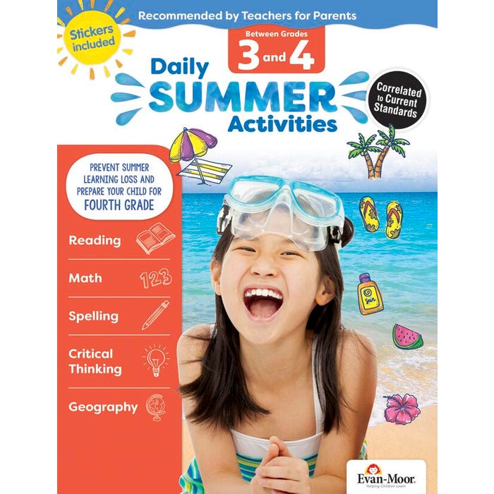 Evan-Moor Daily Summer Activities Workbook, 144 Pages, Grades 3 to 4