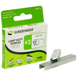 Surebonder Number 3 Staples, Light Duty, 5/16 Inch Narrow Crown, Pack of 1000, Item Number 2100834