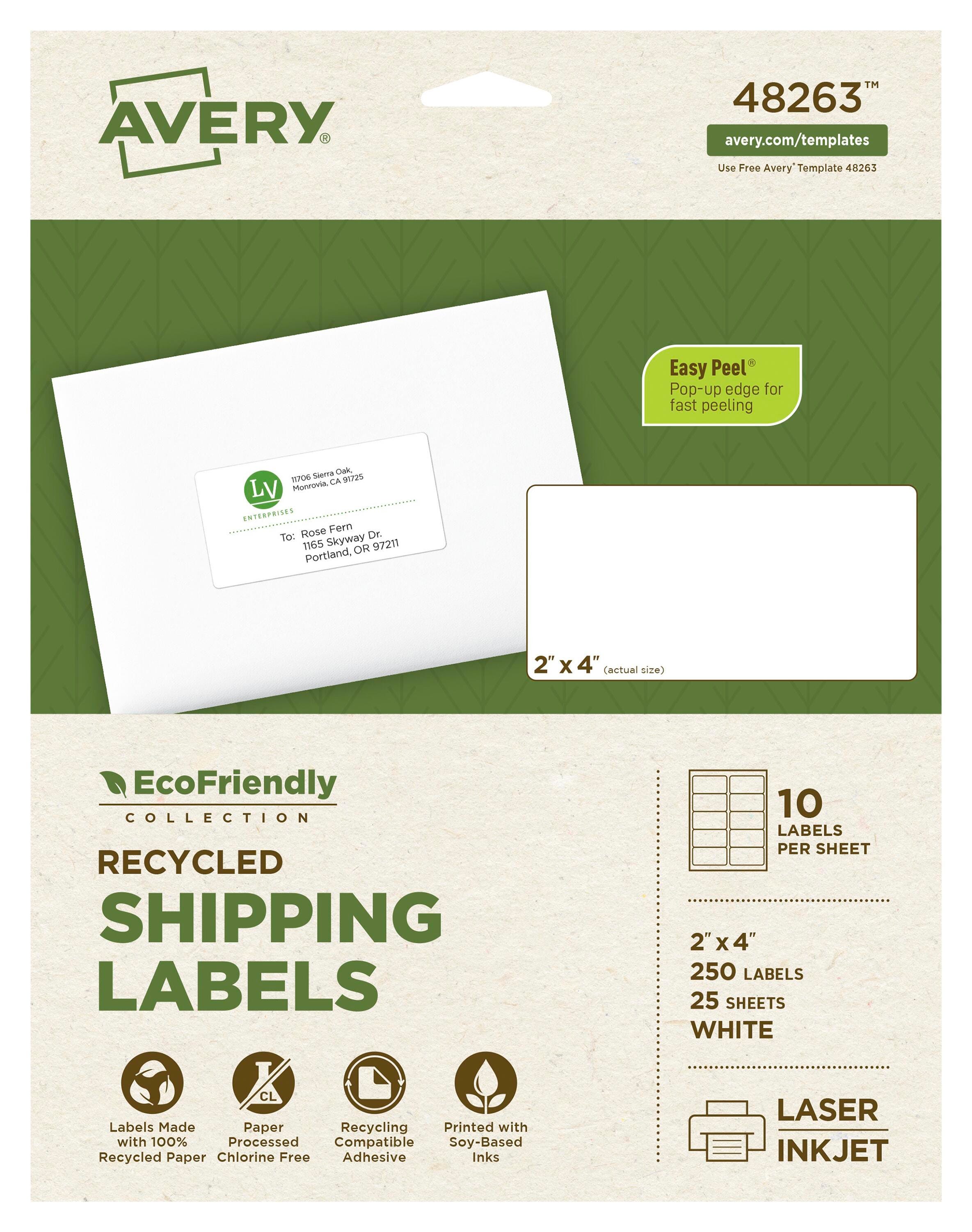 Avery EcoFriendly Shipping Labels, 2 x 4 Inches, Pack of 250 1370153