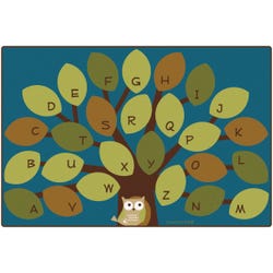 Carpets for Kids Owl-phabet Tree Literacy Carpet, 8 x 12 Feet, Rectangle, Nature Colors, Teal Blue, Item Number 1467608