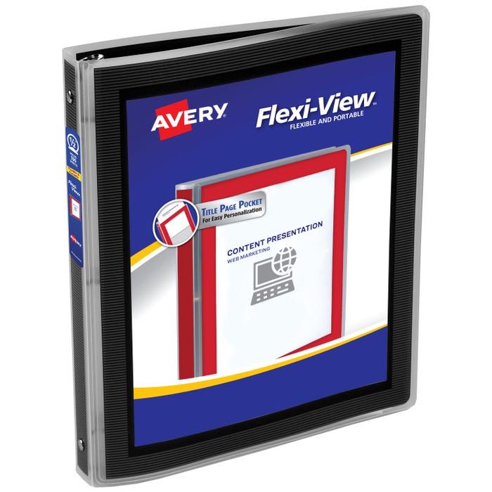 Avery Flexi-View Poly View Binder, 1/2 Inch, Round Ring, Black