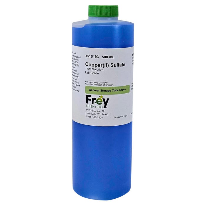 Frey Scientific Copper (II) Sulfate, 1.0M Solution, Lab Grade, 500mL
