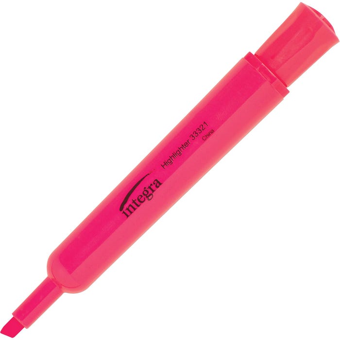 Integra Fade Resistant Liquid Ink Desk Highlighter, Chisel Tip, Fluorescent Pink, Pack of 12