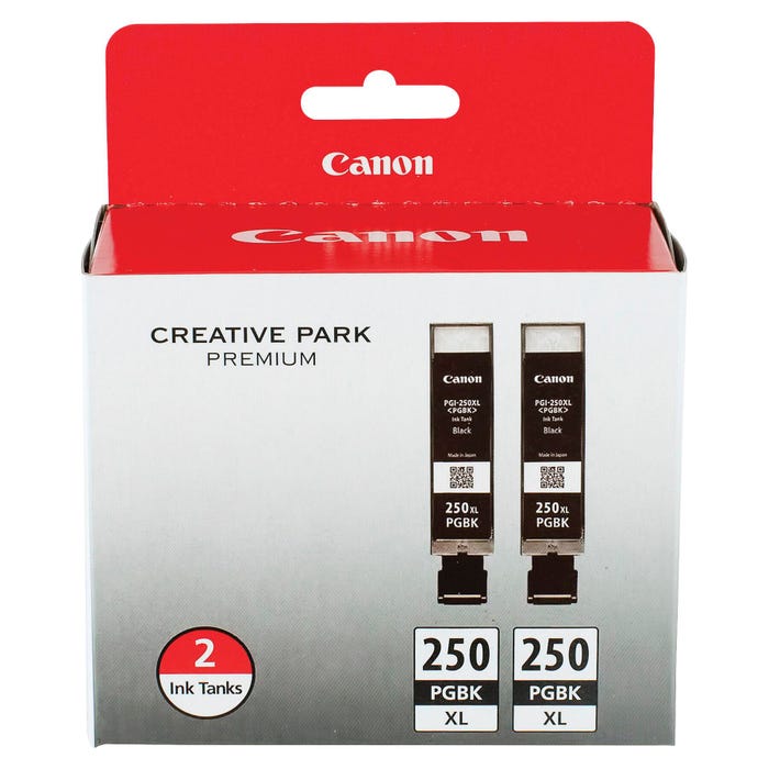 Canon Ink Toner Cartridge, PGI250XL2PK, Black, Pack of 2