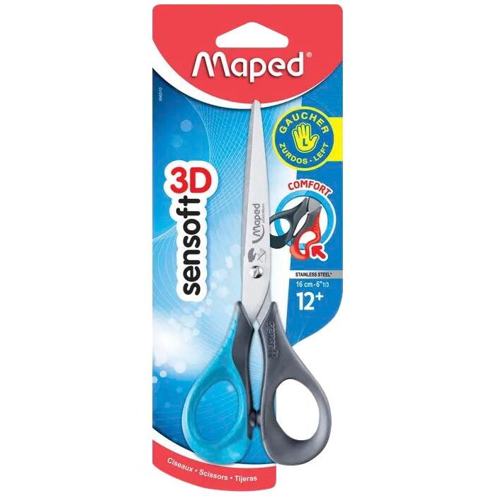 Maped 3D Sensoft Left Handed Scissors, 6-1/3 Inches, Pointed