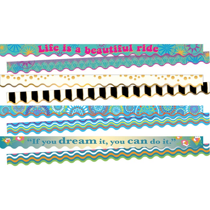 Barker Creek Trending Designs Trimmer Set, 4 Designs, 2-1/4 x 36 Inches, Total of 156 Feet