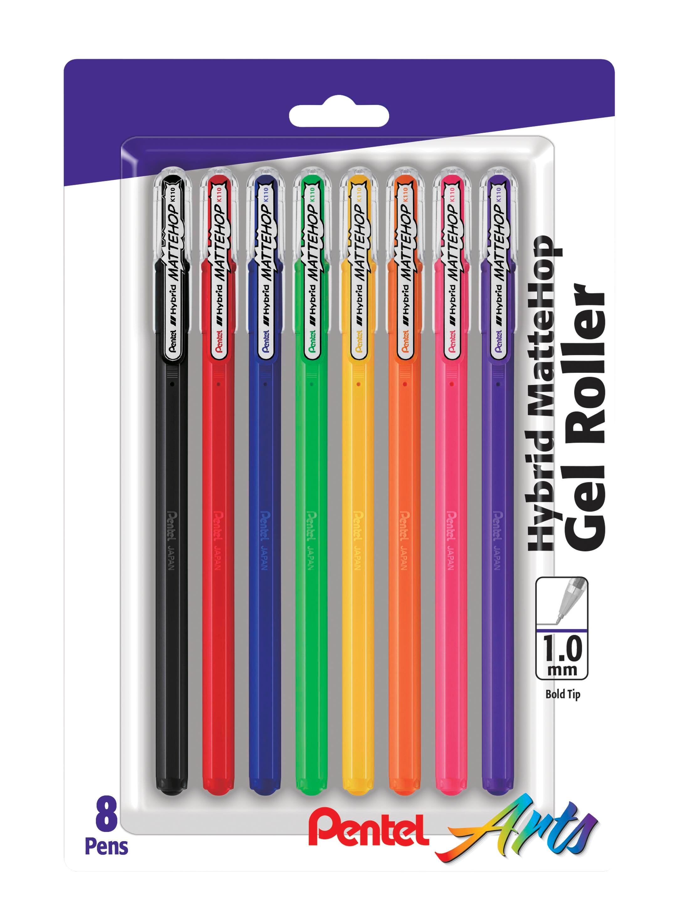 Pentel Mattehop Hybrid Gel Roller Pen, Assorted Colors, Set of 10 2132488