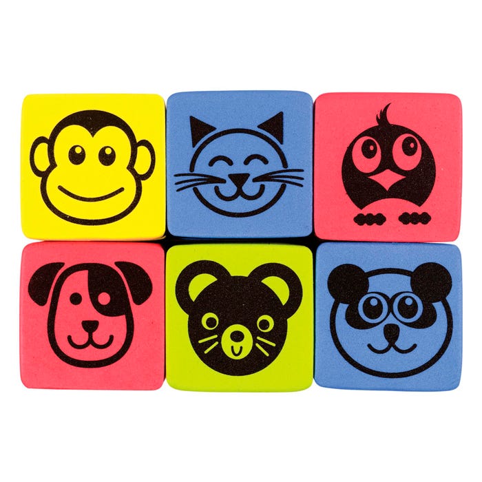 Flipside Magnetic Dry Erase Erasers, 2 x 2 Inches, Assorted Animal Designs, Set of 36